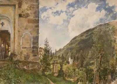 Der Friedhof in Gastein von Rudolf von Alt