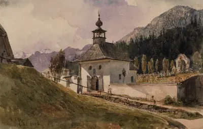 Friedhof in Ischl von Rudolf von Alt