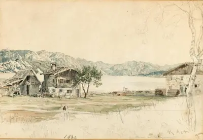 Häuser am Attersee, Studie von Rudolf von Alt