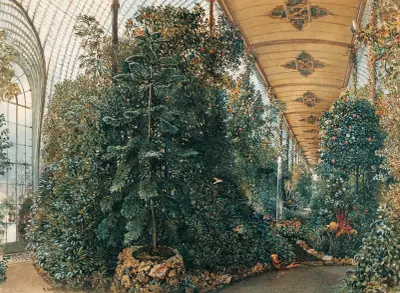 Innenansicht des Palmenhauses von Schloss Eisgrub von Rudolf von Alt