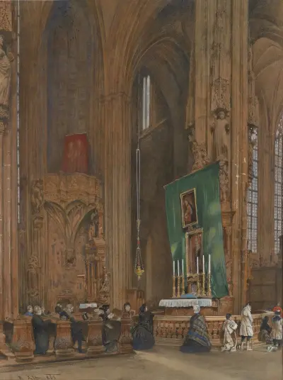 Inneres der Stephanskirche av Rudolf von Alt