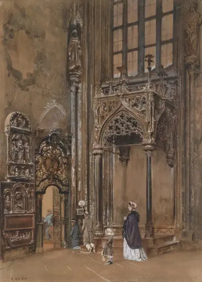 Kircheninneres av Rudolf von Alt
