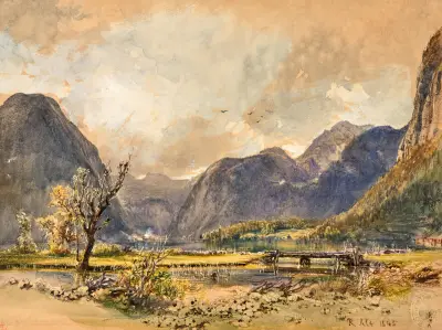 Lake Hallstadt av Rudolf von Alt