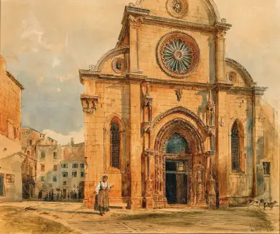 The cathedral of Sebenico (Sibenik) in Dalmatia av Rudolf von Alt