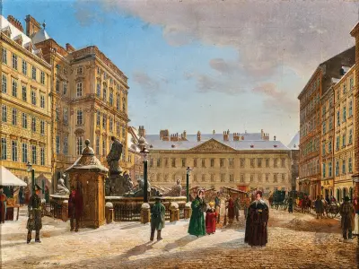 The New Market in Vienna in Winter av Rudolf von Alt