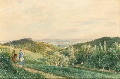 Blick vom Cobenzl auf Grinzing und Wien von Rudolf von Alt