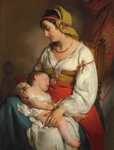 Italienische Mutter mit Kind av Friedrich von Amerling