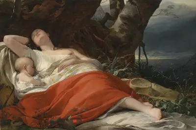 Sovande fiskarflicka av Friedrich von Amerling