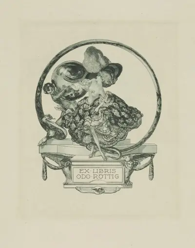 Bookplate of Odo Röttig av Franz von Bayros