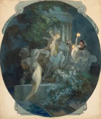 The abduction of Deianeira av Franz von Bayros