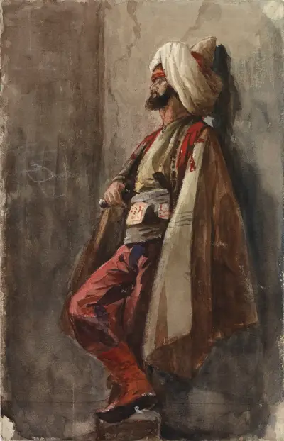 A Man In An Oriental Costume av Adolf Von Becker