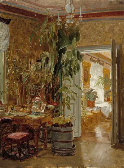 Interior From The Hallonblads’ Home, Hympölä Manor av Adolf Von Becker