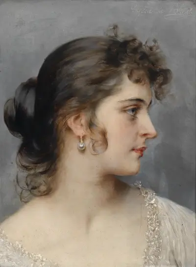Bildnis einer Dame av Eugen von Blaas