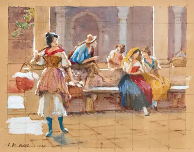 Skvaller (Studie till 'il Pettegolezzo') av Eugen von Blaas
