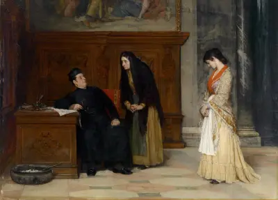 In the Sacristy av Eugen von Blaas