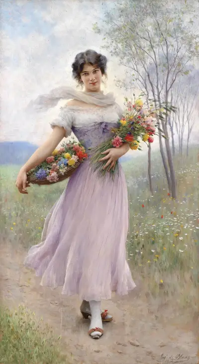 Mädchen in fliederfarbenem Kleid av Eugen von Blaas