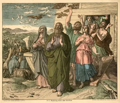 Auszug aus der Arche (Noah goeth forth from the Ark) av Julius Schnorr von Carolsfeld