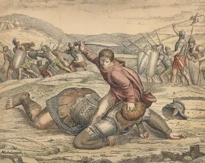 David och Goliat av Julius Schnorr von Carolsfeld