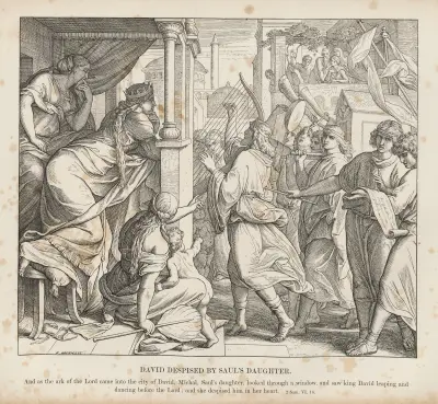 David föraktas av Sauls dotter av Julius Schnorr von Carolsfeld