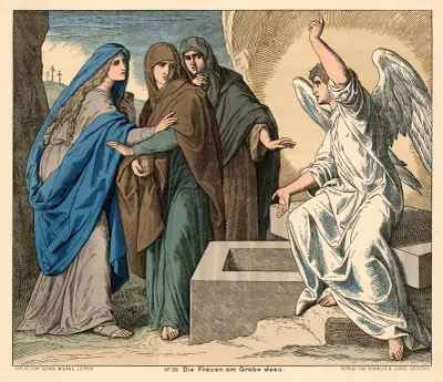 Die Frauen am Grabe Jesu (An angel declareth the resurrection of Christ) av Julius Schnorr von Carolsfeld