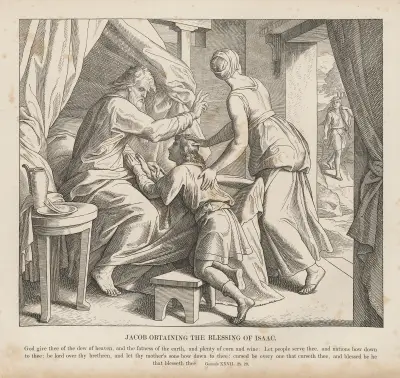 Jacob obtaining the blessing of Isaac av Julius Schnorr von Carolsfeld