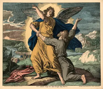 Jakob ringt mit dem Engel des Herrn (Jacob wrestling with the Angel) av Julius Schnorr von Carolsfeld
