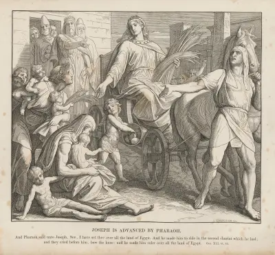Josef upphöjs av farao av Julius Schnorr von Carolsfeld
