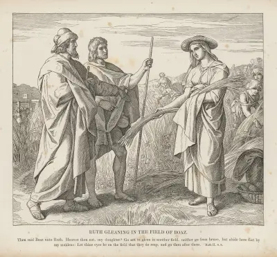 Rut samlar ax på Boas fält av Julius Schnorr von Carolsfeld
