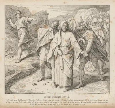 Shimei förbannar David av Julius Schnorr von Carolsfeld