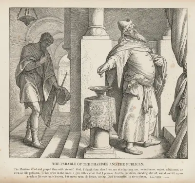 Liknelsen om fariséen och publikanen av Julius Schnorr von Carolsfeld