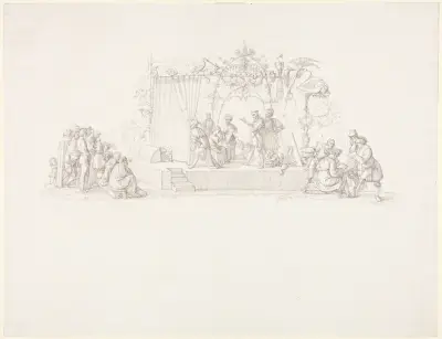 Förspelet på teatern (tillägningsblad) av Peter von Cornelius