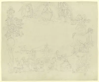 Goethes Faust; titelblad i arabesk av Peter von Cornelius