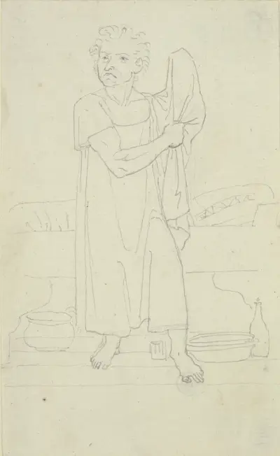 Herr Varrentrapp, sich im Gesundheitshemd präsentierend (Taunusreise) av Peter von Cornelius