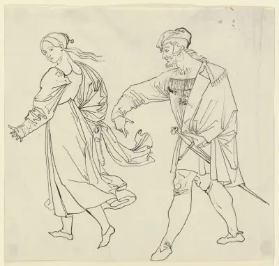 Scen vid kyrkans utgång; Faust och Gretchen av Peter von Cornelius