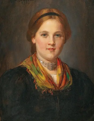 Ung tyrolsk flicka i traditionell dräkt av Franz von Defregger