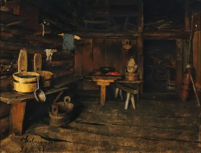 An Alpine Hut Interior av Franz von Defregger
