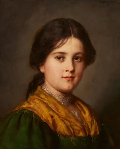 Bauernmädchen mit Halsband av Franz von Defregger
