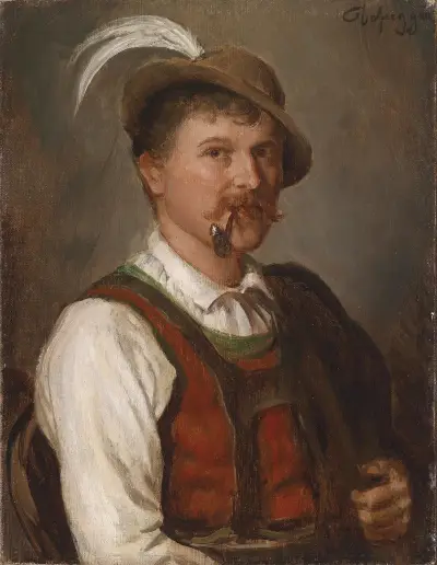 Junger Bursch in Sonntagstracht av Franz von Defregger