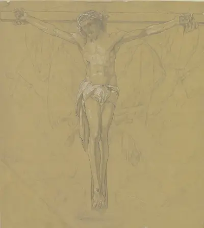 Christus am Kreuz (Fragment einer Dreifaltigkeitsdarstellung) av Joseph von Führich