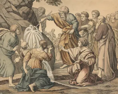 Moses strikes water from the rock av Joseph von Führich