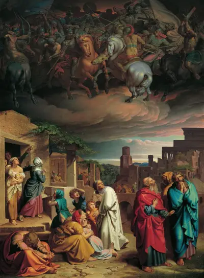 Vision av Jerusalems folk före Antiochos IV Epifanes erövring av staden av Joseph von Führich