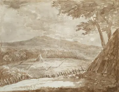Gebirgslandschaft mit Heupyramiden im Mondschein av Johann Wolfgang Von Goethe