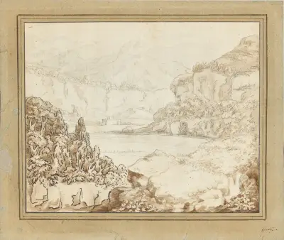 Mountain lake in southern landscape av Johann Wolfgang Von Goethe