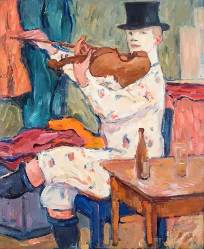 A Clown Playing the Violin av Gösta Von Hennigs