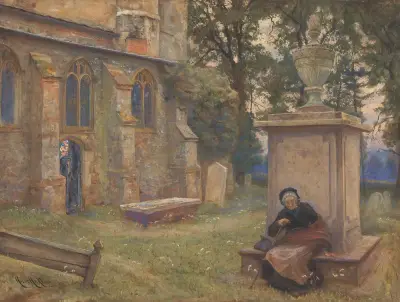 Rest: Aldenham Church av Sir Hubert von Herkomer