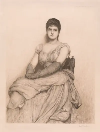 The Lady in White av Sir Hubert von Herkomer