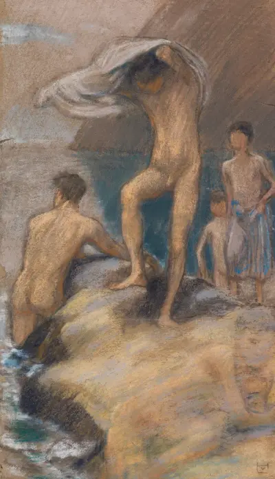 Badende Knaben, 1890 av Ludwig von Hofmann