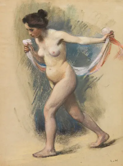 Tänzerin mit Schleier av Ludwig von Hofmann