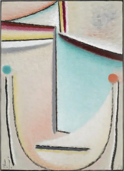Abstract Head,Pink-Light Blue av Alexej von Jawlensky