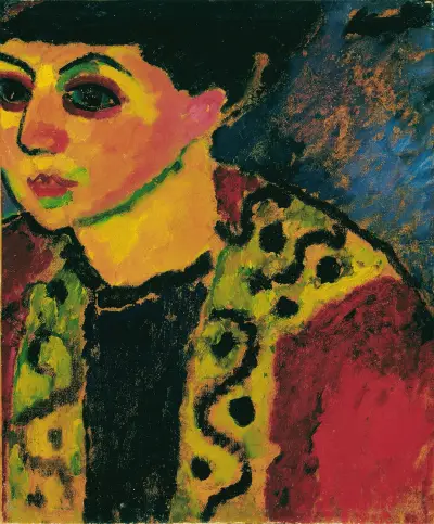 Dame vor blauem Grund av Alexej von Jawlensky